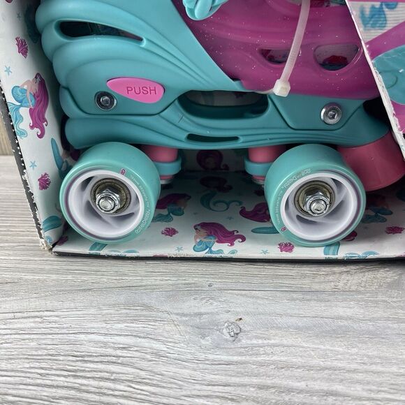 Roller Derby Girls Skates Size 12-2 (Adjustable Sizes) Mermaid Pink Green - Picture 3 of 16